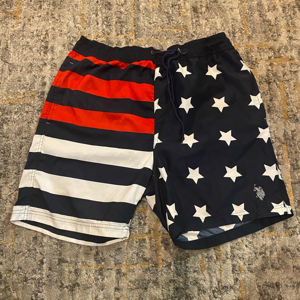American flag boys swim trunks